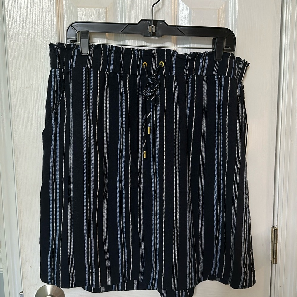 Ellen Tracy NWT Striped linen blend elasticized drawstring skirt